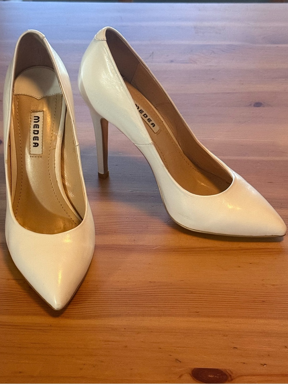 Medea Cream Pointed-Toe Stiletto Pumps